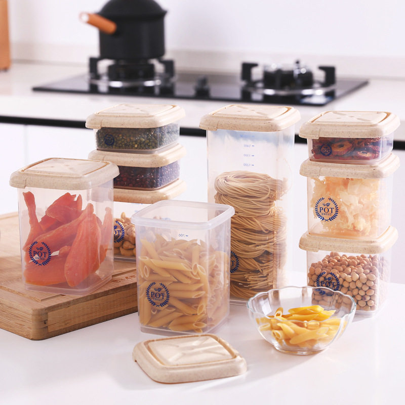 Multi-functional new white nine dried fruits and miscellaneous grains classification storage dustproof can be superimposed refrigerator food grade storage box