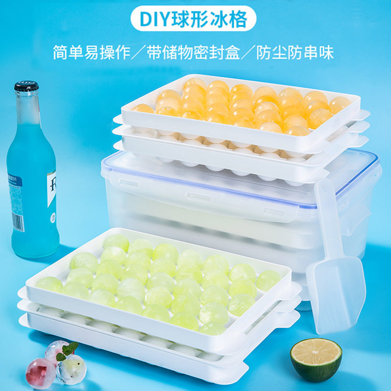 Homemade large-capacity spherical whiskey ice hockey ice cube mold round ice hockey with cover net red wine bartender