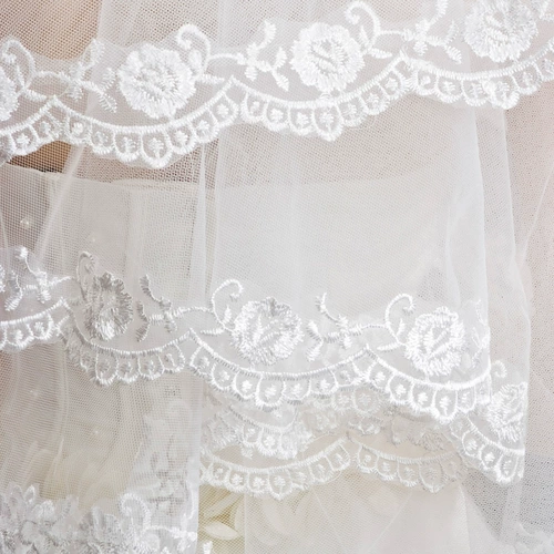 Знаменитая невеста свадьба свадебные свадебные коврики белые кружевные кружевы 1,5 метра свадебная мандаринская короткая 021