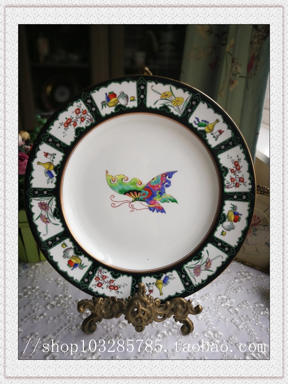 (Spot) Vintage 1902-30s Wedgwood full hand-painted part enamel decorative plate