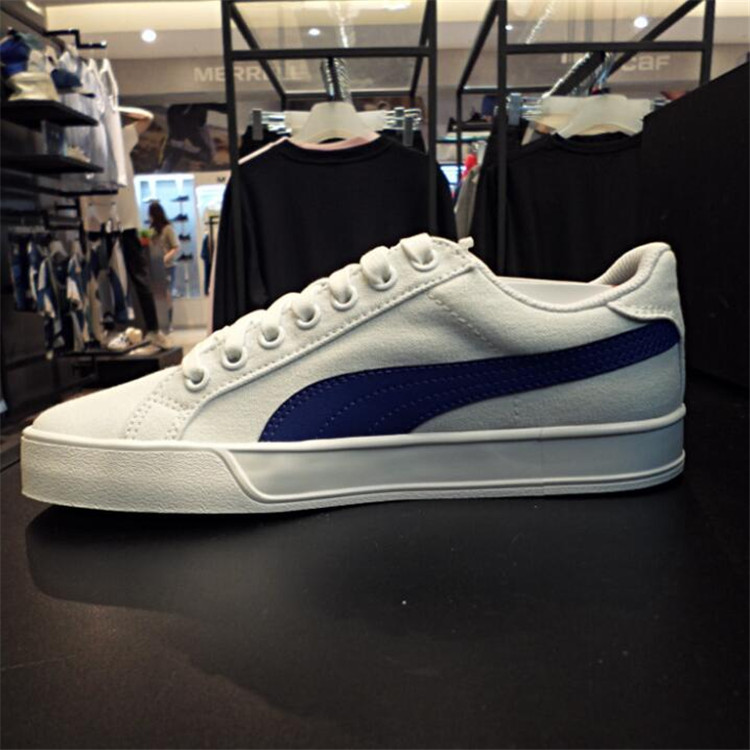 Puma 彪 板 giày màu xanh và trắng thể thao giản dị nam giới và phụ nữ giày giày trắng giày vải 359914-01 giày thể thao nữ 2021