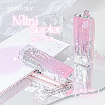 Rosyposy Soft Design High-Value Clear Stapler 10 # Needle Gradient Effect, Ice-Clear Feel, Foldable Stapler, Portable
