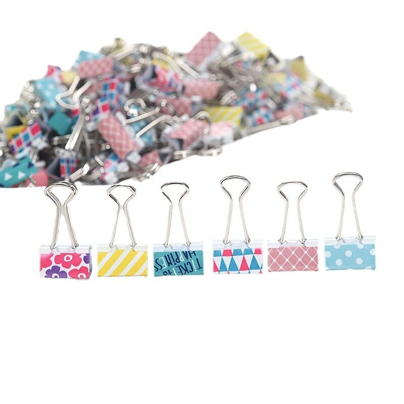 Printed long tail clip small swallowtail clip bill clip stationery office supplies colorful cute classification storage clip
