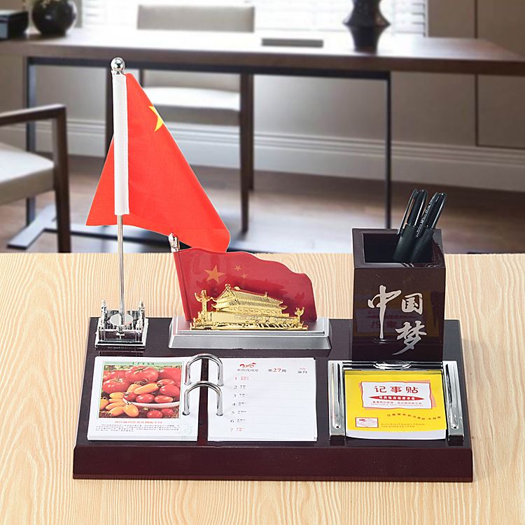 2021 wooden desk calendar frame Office desk calendar Creative pen holder boss Wentai ornaments business gift wholesale