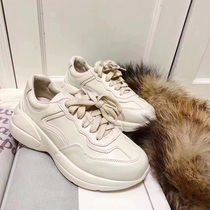 ins do old father shoes female Korean version 2021 new autumn leather sports Joker pine shoes thick soled white shoes G home