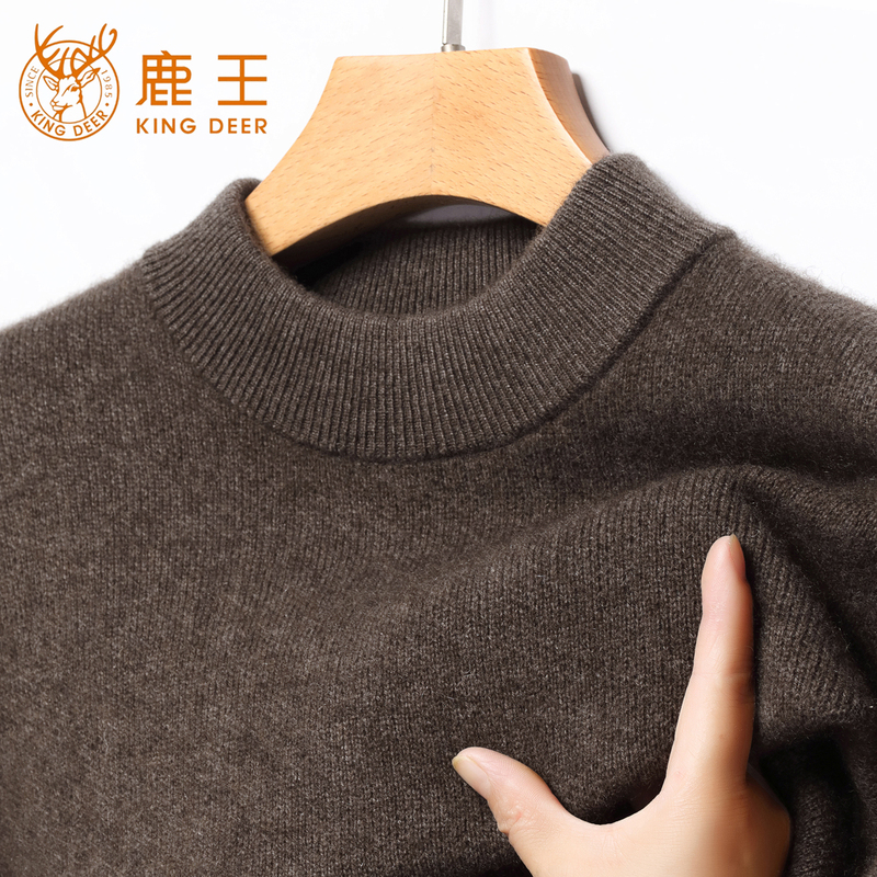 Four-Strand 530g Heavyweight~ Deer King Cashmere Sweater for Men, 100% Pure Cashmere, High-End Brand, Round Neck, Thickened for Winter