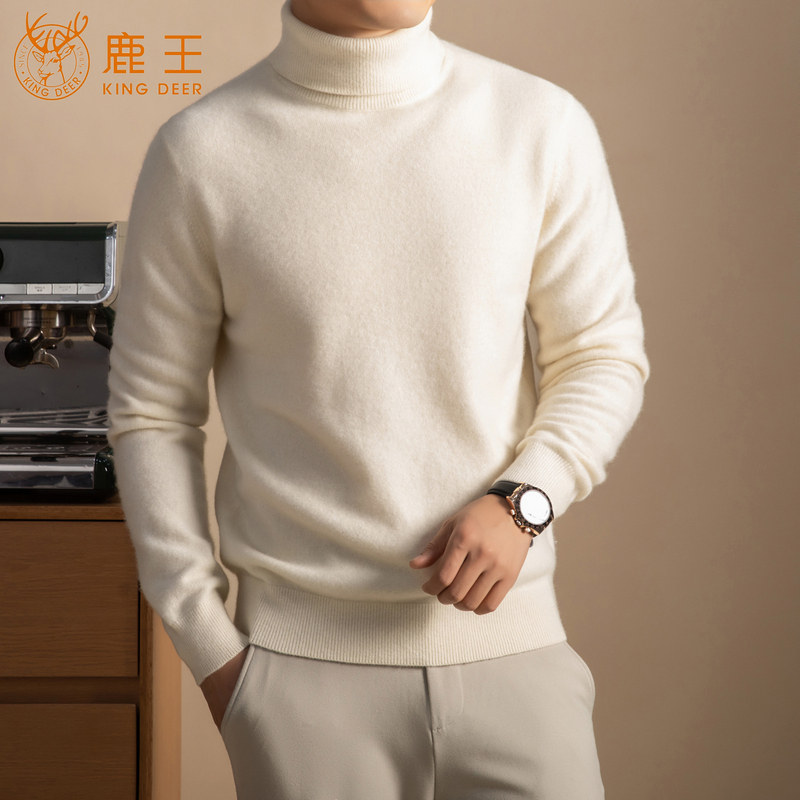 Luwang Cashmere Sweater for Men 100% Premium Pure Cashmere Turtleneck Knitted Sweater Winter Thickened Wool Sweater for Men