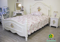 Solid wood Custom American field Garden Style Handpainted painted bedroom Double beds Han style March Country style Inn