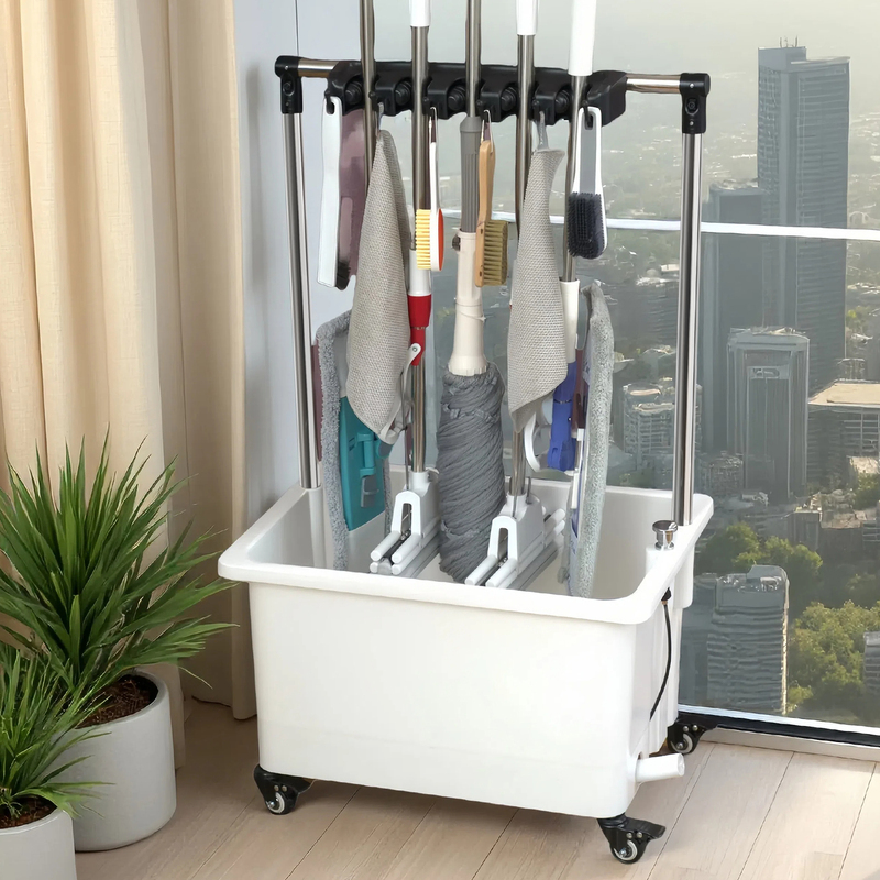 Imitation Ceramic Mobile Mop Sink Balcony High-Leg Bathroom Household Mop Sink Wash Basin White Mop Bucket