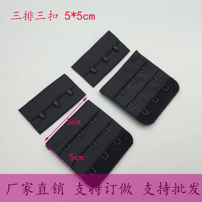 Nhà máy sản xuất đồ lót trực tiếp phụ kiện chất liệu nylon trắng 50mm ba hàng ba khóa đồ lót khóa áo ngực trở lại khóa