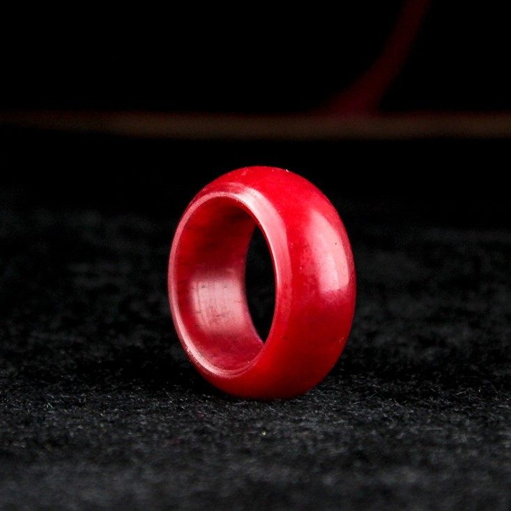 Camel bone ring pure natural bone ring camel bone ring full of blood pull finger bone text play men and women red personality jewelry