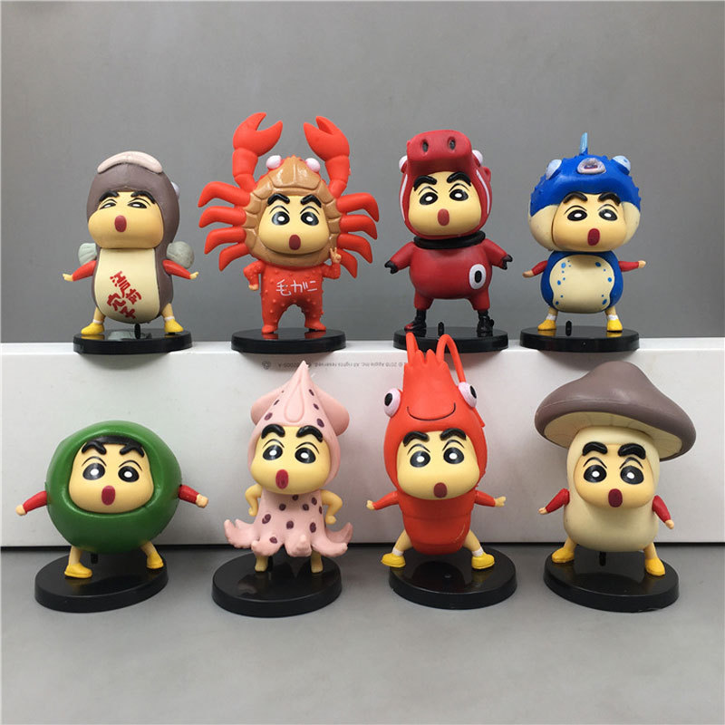 Crayon Shin-Chan Ingredient Blind Box Bag Cos Star Eel River Crab Crawfish Pufferfish Shape Dress-Up Anime Figure Doll