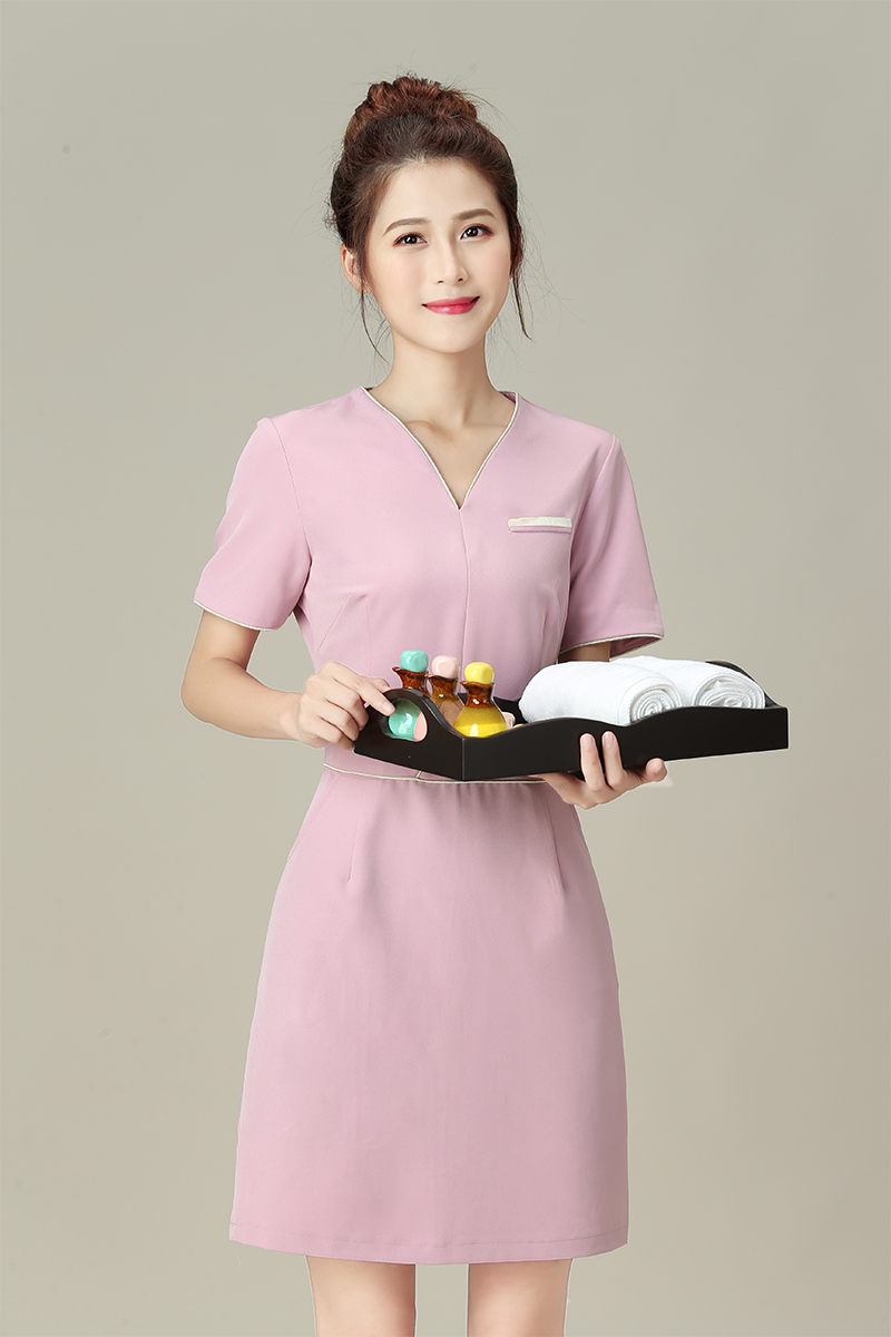 Làm đẹp workclothes mùa hè 2019 mới hút đàn hồi mỏng của phụ nữ mồ hôi thở sức khỏe nhà váy quần áo kỹ thuật viên