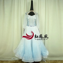 Red Phoenix Gradient Color Morden Dance Professional Contest Dress Code Making National Standard Ballroom Dancing Out of the Giant Pendulum Skirt BR866