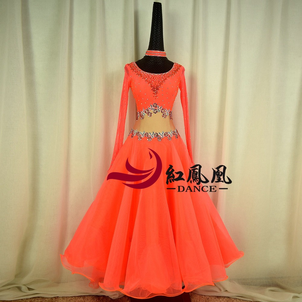 Red Phoenix Art Exam Morden Dance Contest Professional Competition Dress Grand Skirt National Mark Social Dance Debut BR871