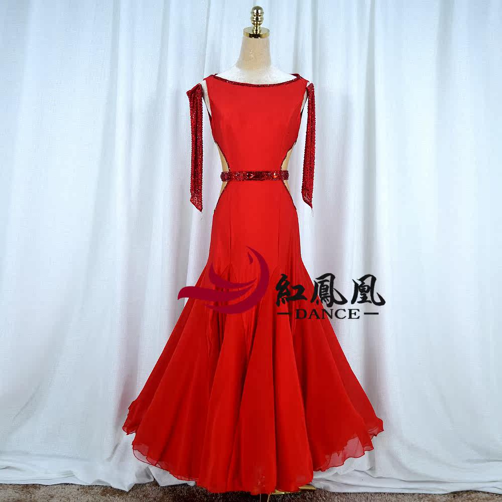 Red Phoenix High-end Morden Dance Professional Competition Dress Custom Grand Pendulum Skirt National standard social dance performance BR873