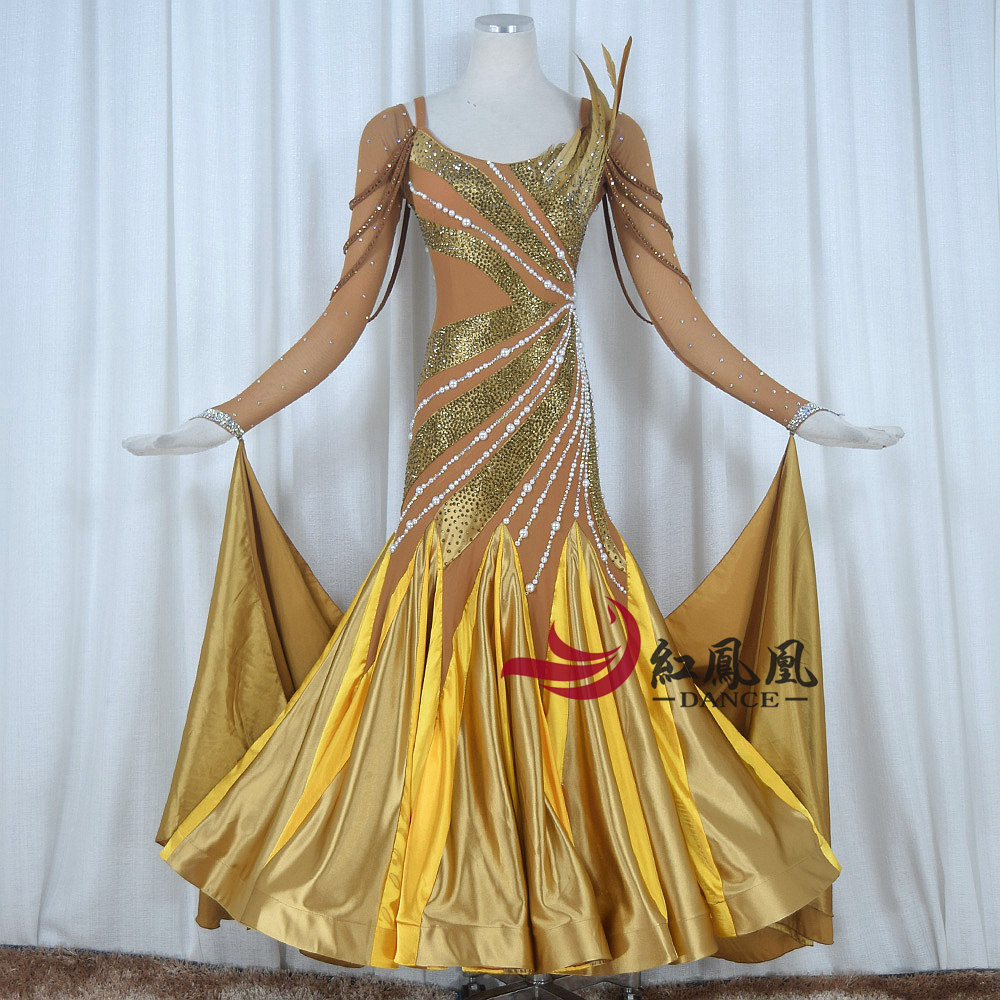 Red Phoenix New Bag Hip Morden Dance Competition Dress Big Swing Waltz Tango Fox Walking Out of the Giant Swing 1003