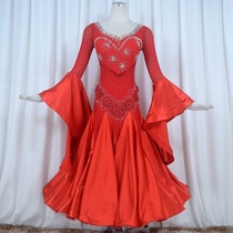 Red Phoenix Professional Custom Morden Dance Competition Dress National Standard Waltz Tango Fox plays a big swing 1021