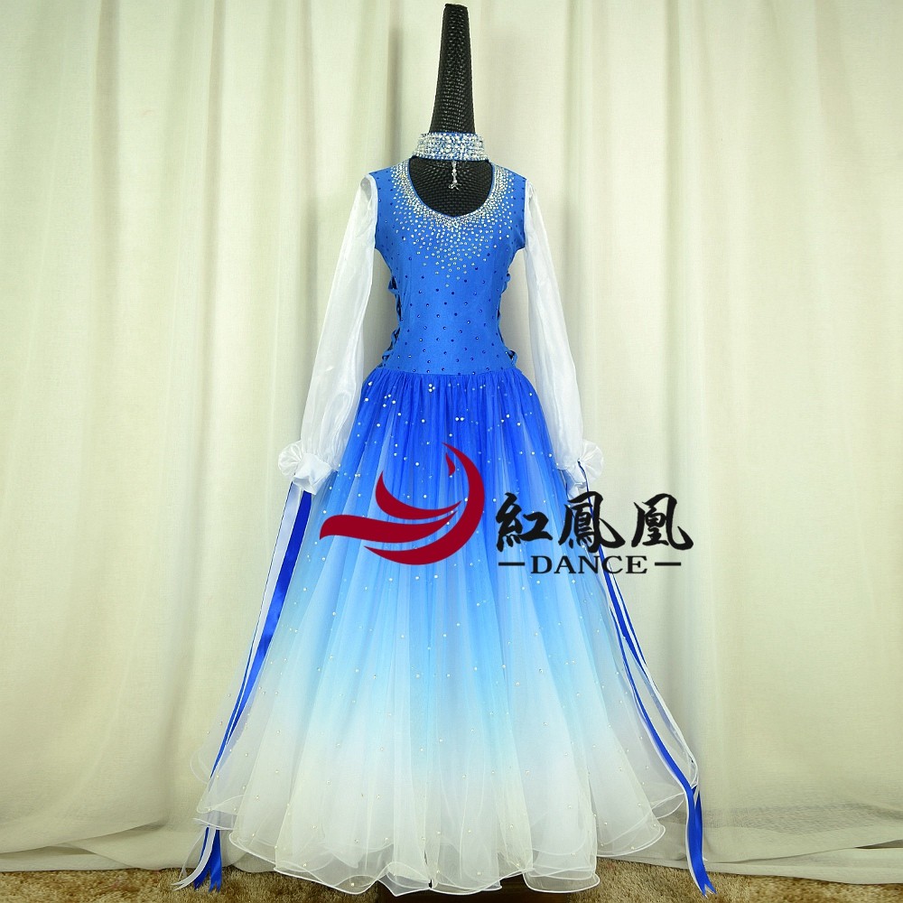 Red Phoenix Fairy's Gradual Layer Color Morden Dance Professional Contest Dress Out of the National Label Dancing Big Pendulum Skirt BR855