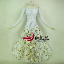 Red Phoenix Set Flowers Morden Dance Dancer Dress Competition Dress Performance Suit National Waltz Out of service BR529