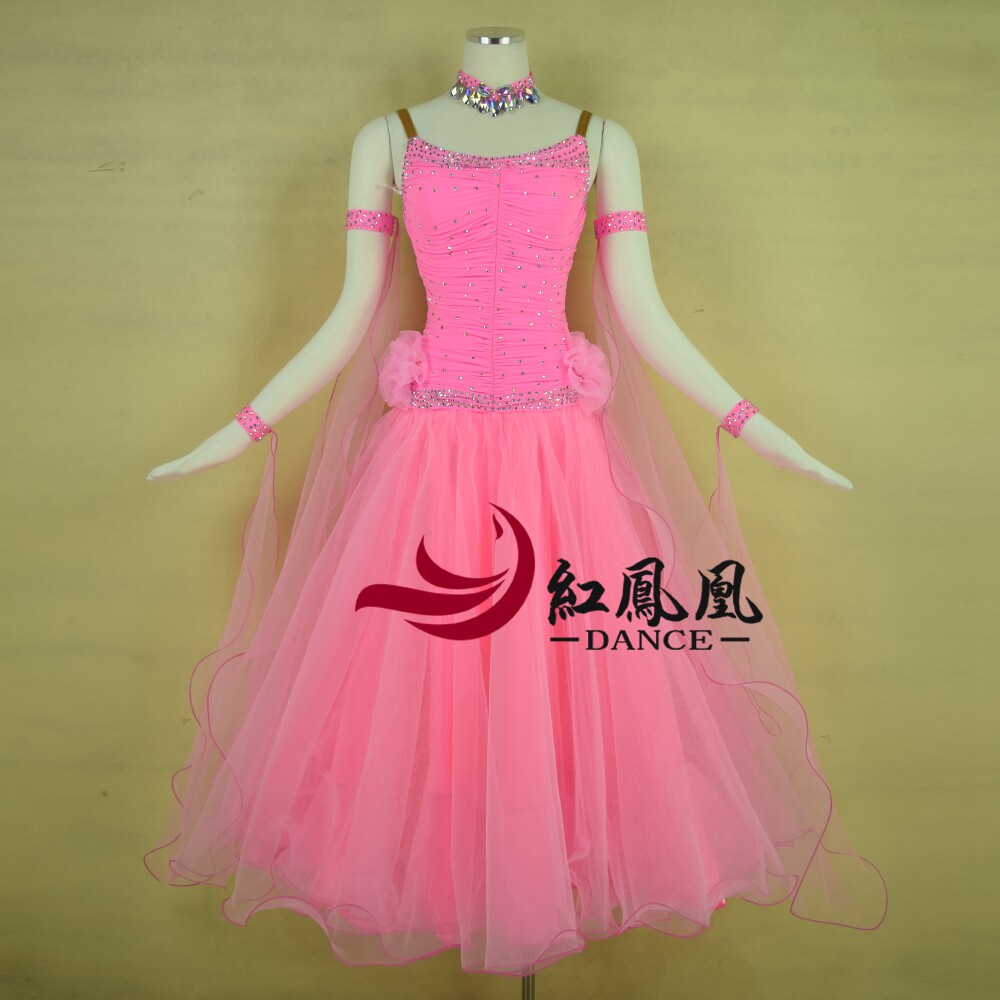 Red Phoenix High-end Custom Morden Dance Dress Luxury Competition Dress Performance Dress National waltz Waltz Out H09
