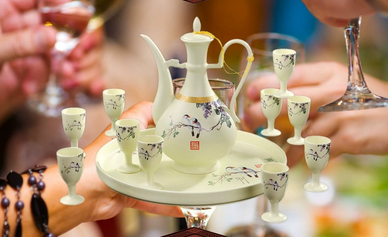 Jingdezhen gốm sứ tách rượu vang trắng cổ đặt nhà keg rượu cốc bộ quà tặng - Rượu vang