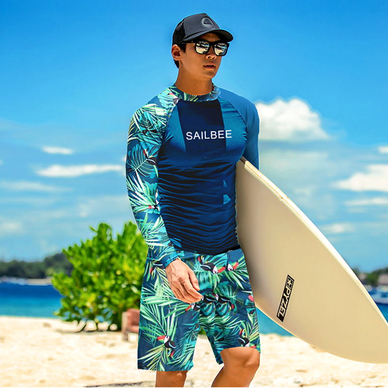 Wetsuit men's quick-drying jellyfish suit Surf snorkeling long sleeve swimsuit split swimming trunks Sunscreen warm fitness suit