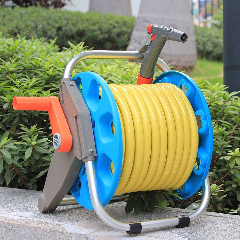Imported Eagle brand household watering flower washing ground water gun floppy water pipe storage rack automatic pipe retractor water wheel frame set