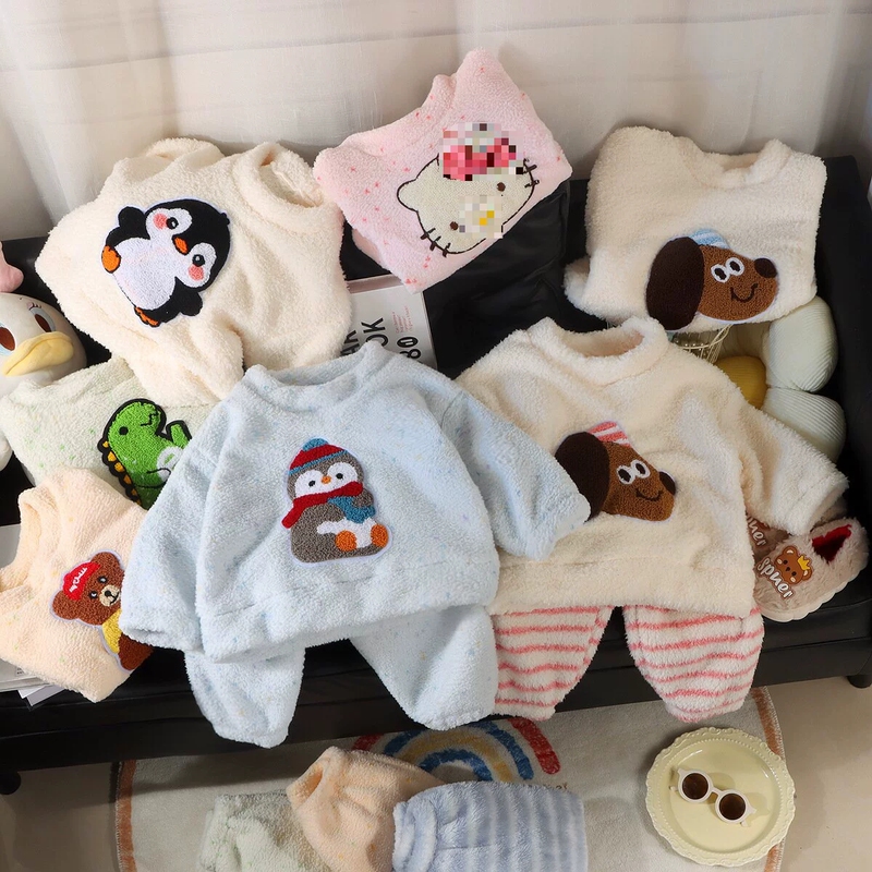 New Autumn and Winter Style for Boys and Girls, Children's Autumn and Winter Fleece-Lined and Thickened Fashionable and Cute Animal Patch Home Clothes