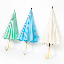 Retro solid color long handle umbrella sunscreen Japanese large automatic umbrella dual-purpose female ins Fengsen straight handle umbrella