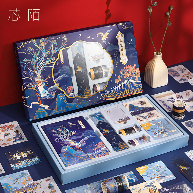 Core strangeness China Wind hand tent Gift Box Thickening box Girl Hearts Colorful Page Stationery Merry Day Remember Ben Ancient Wind Gifts