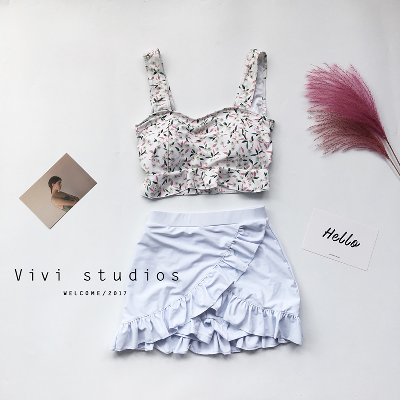 VV 17ss Nhật Bản Áo tắm hoa tươi ngọt ngào Váy mỏng Spa Spa Áo tắm cho nữ đồ bơi 2 mảnh kín đáo
