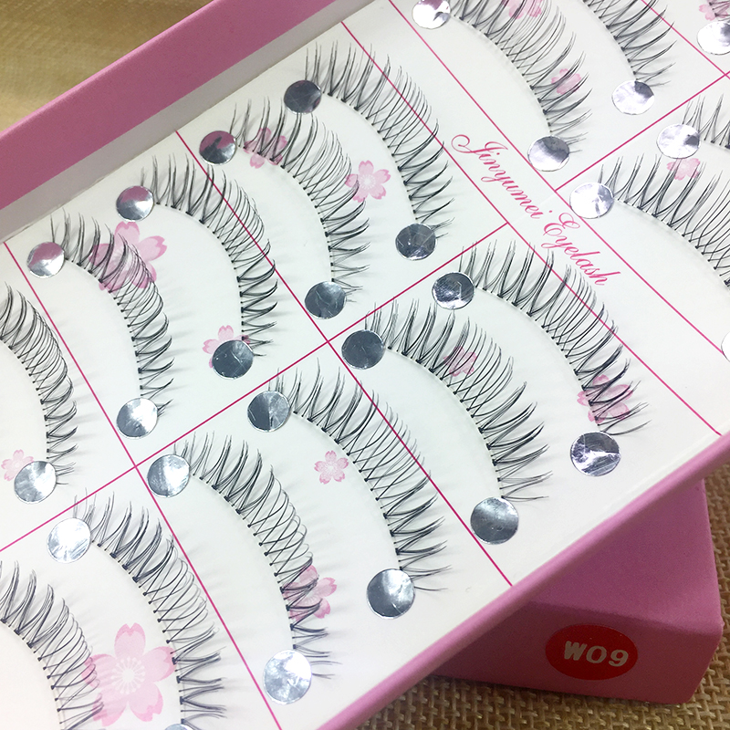 Handmade W09 làm sắc nét lông mi giả dày tự nhiên uốn cong hình chữ U mô phỏng cuộc sống không có lông mi màu đỏ - Lông mi giả lông mi giả nam châm