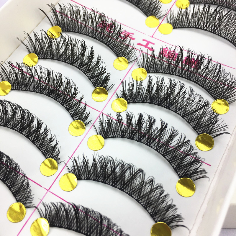 Đài Loan handmade giả lông mi lộn xộn H11 siêu nhiên trang điểm nude dày cuống lông mi trên 10 đôi - Lông mi giả kích mí keo