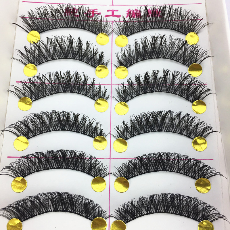 Đài Loan handmade giả lông mi lộn xộn H11 siêu nhiên trang điểm nude dày cuống lông mi trên 10 đôi - Lông mi giả kích mí keo