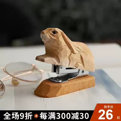 Creative handmade jewelry solid wood carving stapler wood carving ornaments basswood New Year gift