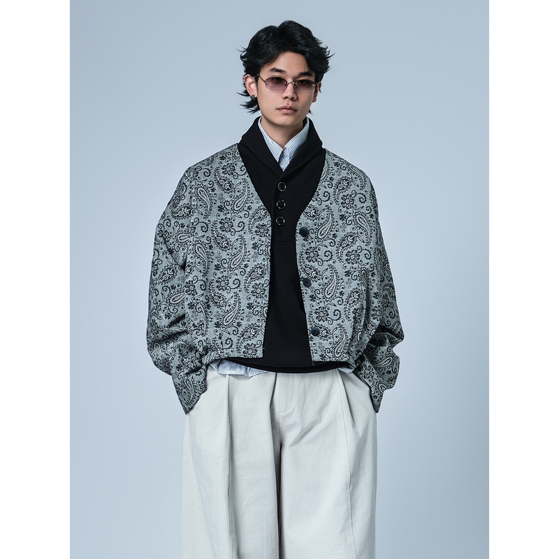 Rihe Store Bohemian Retro Open-Collar Oversize Jacket Ethnic Style Jacket Top Spring and Autumn Men's