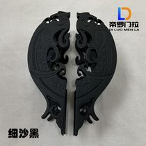 Semicircular door handle Fish-shaped carving Chinese antique copper round glass door handle Hotel wooden door handle spot