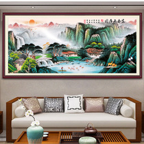 Mona Lisa Fuchun Mountain Gutu Cross embroidered scenery such as painting line embroidered living room landscape painting handmade 2022 new