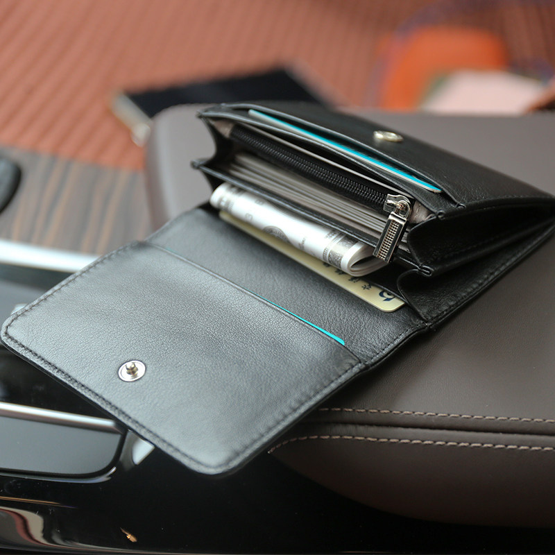 Japanese and Korean short leather wallet women's small card bag change clip business card bag soft leather driver's license bag coin bag male