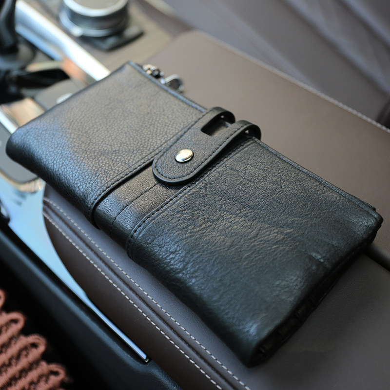 2021 new men native retro cow leather wallet long version of soft genuine leather money clip vertical and pull chain mobile phone bag