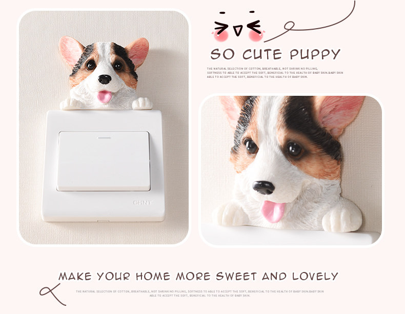 Милый переключатель на стену, защитный чехол, трехмерный блок питания   