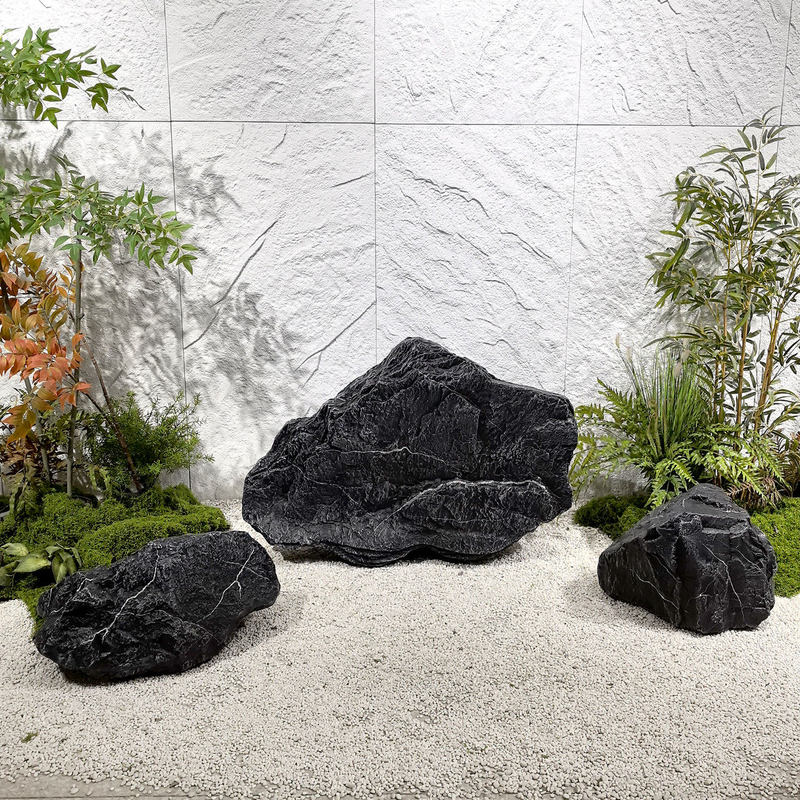 Outdoor Landscaping Fiberglass Hollow Fake Stone Simulated Black Mountain Stone Indoor Entrance Courtyard Manhole Cover Stone Decorative Ornaments Outdoor Landscaping Fiberglass Hollow Fake Stone Simulated Black Mountain Stone Indoor Entrance Courtyard Manhole Cover Stone Decorative Ornaments