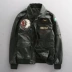 Air Force Pilot Leather Men Slim Phiên bản Hàn Quốc đẹp trai Ấn Độ thêu áo khoác da xe máy nam giới áo khoác thủy triều áo phao nam Quần áo lông thú