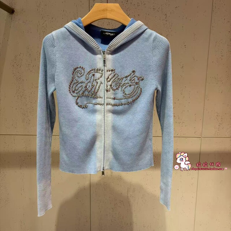 Ed Hardy Trendy Brand Genuine Product 2026 Autumn Women's Letter-Print Rhinestone Hooded Knit Cardigan E1Scw283 Ed Hardy Trendy Brand Genuine Product 2026 Autumn Women's Letter-Print Rhinestone Hooded Knit Cardigan E1Scw283