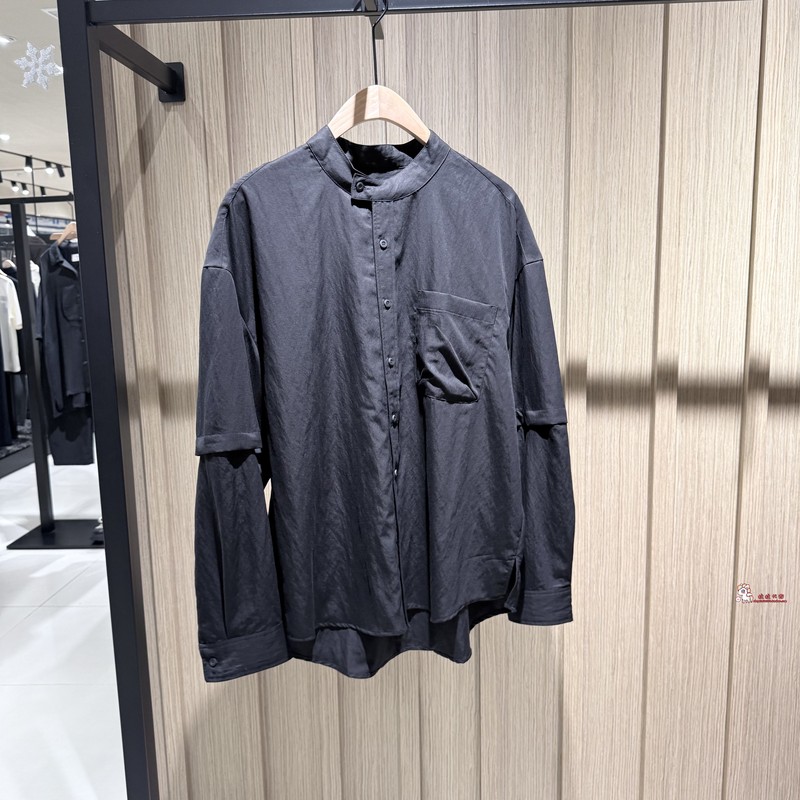 Riverstone/流石2026 Autumn Fashion Men's Half-Henley Collar Commuter Long-Sleeved Shirt Ac06316507