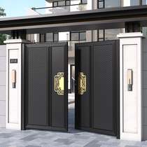 Aluminum carving villa door double door Chinese courtyard door aluminum alloy electric sliding door rural self-built house courtyard door