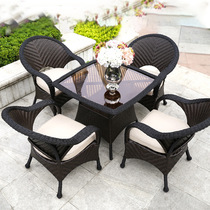 Factory woven rattan table and chair balcony courtyard negotiation restaurant rattan table and chair outdoor rattan chair furniture rattan table and chair