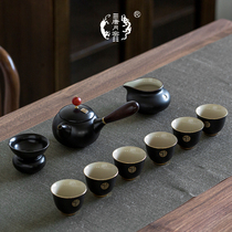 Tangyue Kungfu Tea Set Household Ceramic Japanese Side Pot Tea Cup Complete Set of One Pot Four Cup Gift Box