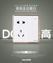 Denggao electrician D1 series 86 type steel frame switch with socket surface two open five holes double control two five holes platinum color